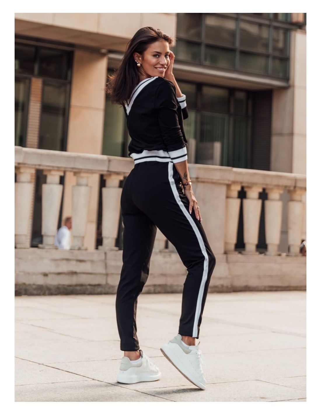 Black women\'s tracksuit set with a deep neckline FK553 - Online store - Boutique